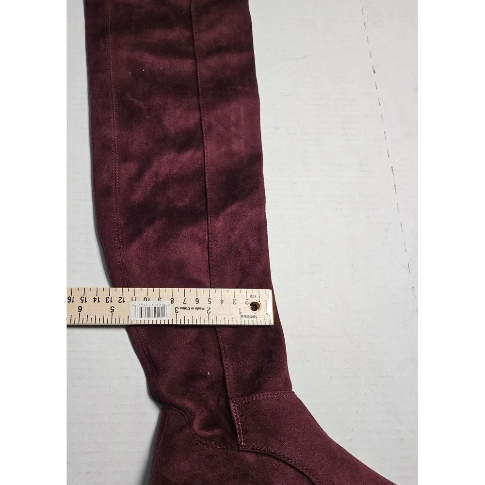 Franco Sarto Bailey Over The Knee Boots Dark Burgundy Suede Block Heel Women 5.5